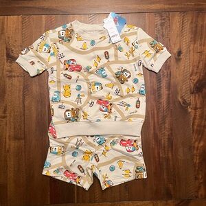 NWT Disney Pixar Cars Beige Shorts Set